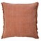 Laddha Home Designs 20" Brown and Orange Solid Stonewash Fringed Square Throw Pillow